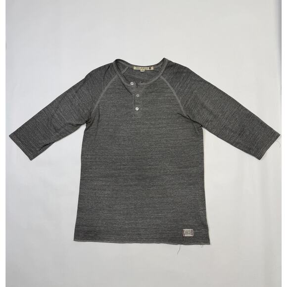 Iron & Resin Shirt Mens Small Heather Gray Henley Raglan 3/4 Sleeve Made USA - Picture 1 of 8